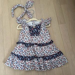 Janie and Jack floral dress size 6-12 months with matching headband